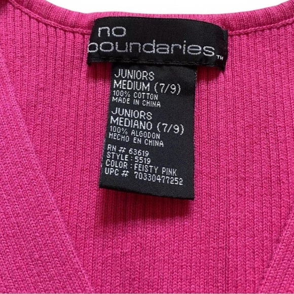 Vintage y2k No Boundaries Women's Medium Rib Knit Tank Top Pink Barbiecore - Picture 5 of 5
